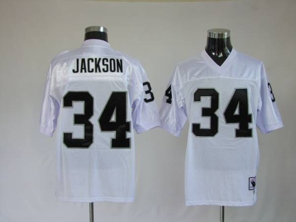 Mitchell And Ness Raiders Bo Jackson #34 Stitched White Jersey - Zenithce