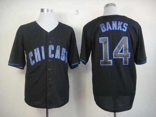 Cubs #14 Ernie Banks Black Fashion Stitched Jersey - Zenithce