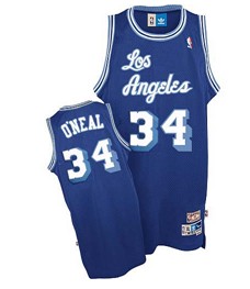 Los Angeles Lakers #34 Shaquille O'neal Blue Swingman Throwback Jersey - Zenithce