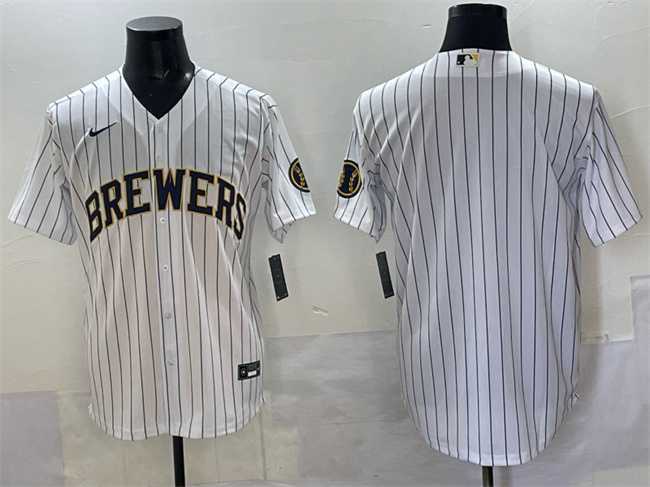 Milwaukee Brewers Blank White Pinstripe 2025 With Patch Stitched Jersey - Zenithce
