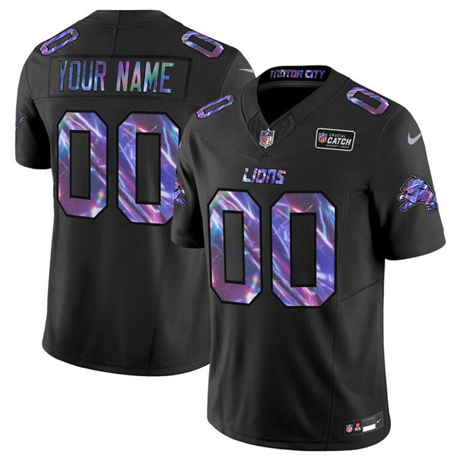 Detroit Lions Custom Black 2025 Crucial Catch F.U.S.E. Vapor Limited Stitched Jersey - Zenithce