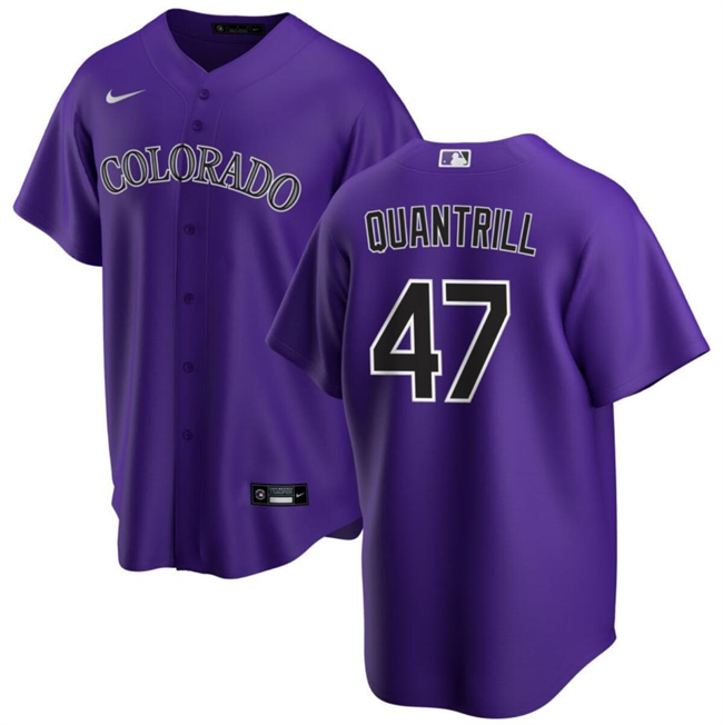 Colorado Rockies #47 Cal Quantrill Purple Cool Base Stitched Jersey - Zenithce