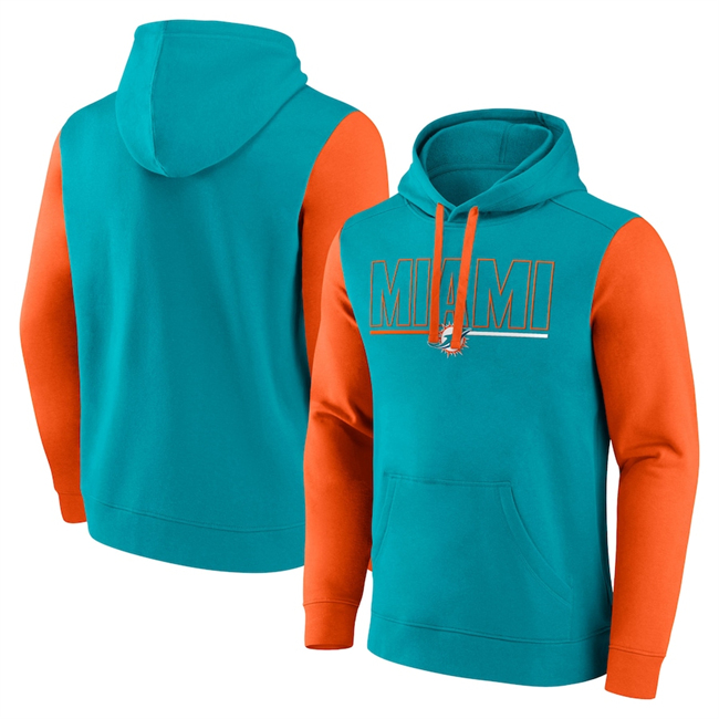 Miami Dolphins Aqua Orange Outline Pullover Hoodie - Zenithce
