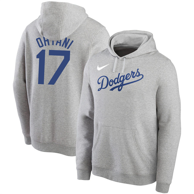 Los Angeles Dodgers #17 Shohei Ohtani Gray Name Number Pullover Hoodie - Zenithce