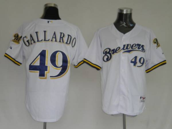 Brewers #49 Yovani Gallardo Stitched White Jersey - Zenithce