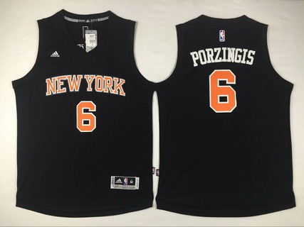 New York Knicks #6 Kristaps Porzingis Revolution 30 Swingman 2015-16 Black Jersey - Zenithce