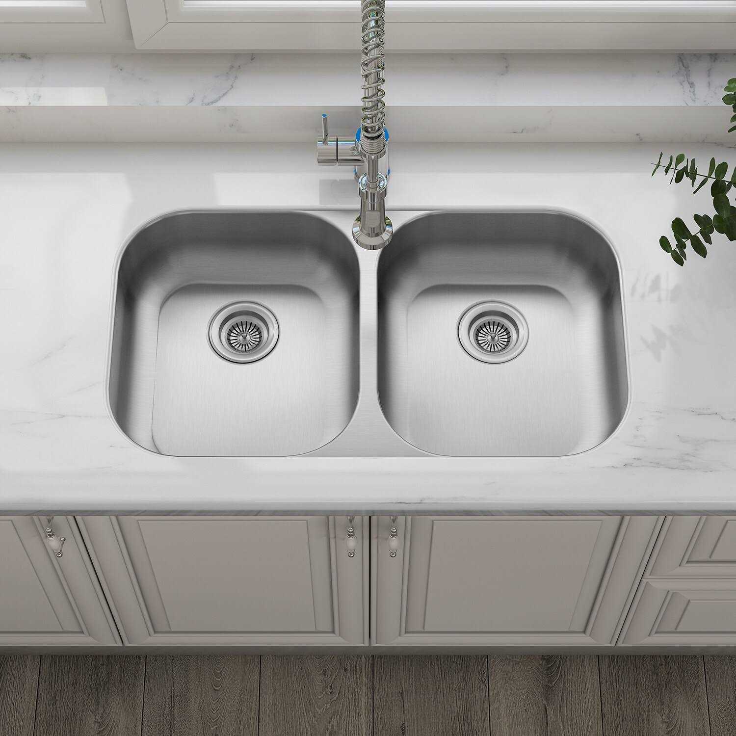 Sinber 33 in. Drop-in Double Bowl 18-Gauge 304 Stainless Steel Workstation Kitchen Sink - Zenithce