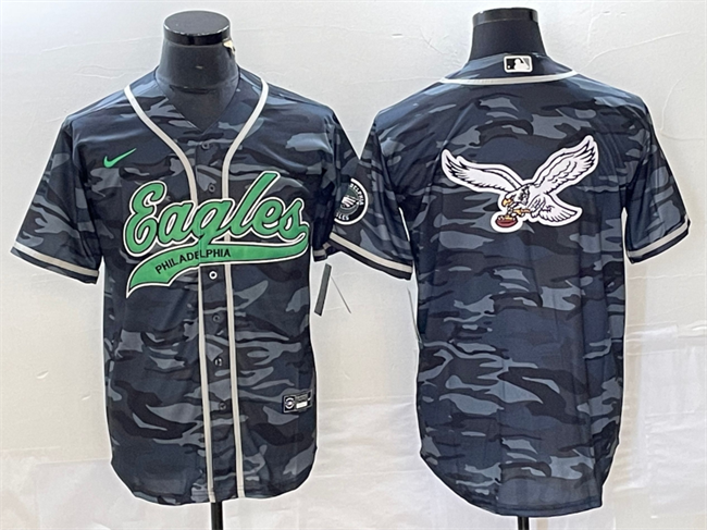 Philadelphia Eagles Gray Camo Team Big Logo Cool Base Stitched Jersey - Zenithce