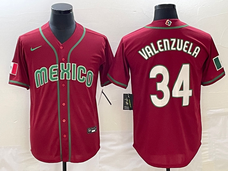 Mexico #34 Fernando Valenzuela 2023 Red World Classic Stitched Jersey - Zenithce