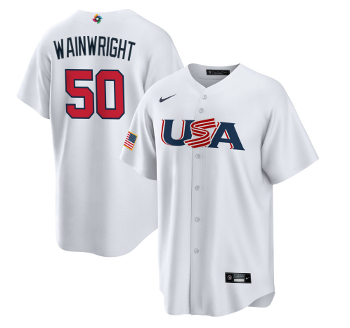 USA #50 Adam Wainwright 2023 White World Classic Stitched Jersey - Zenithce