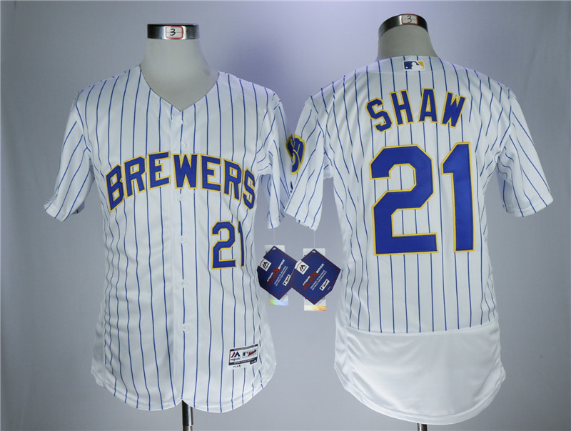 Milwaukee Brewers #21 Travis Shaw White Flexbase Stitched Jersey - Zenithce