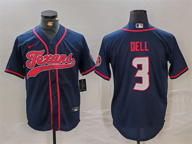 Houston Texans #3 Tank Dell Navy With Patch Cool Base Stitched Jersey - Zenithce