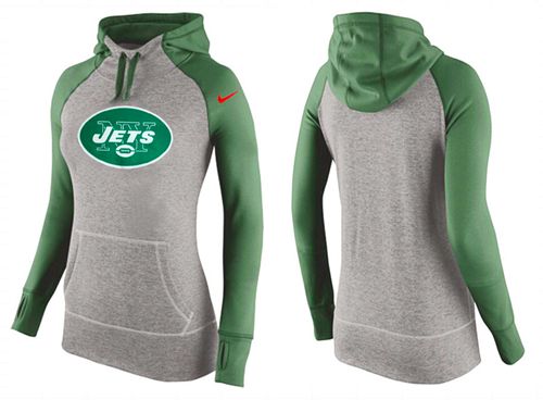 Women's Nike New York Jets Performance Hoodie Grey   Green_2 - Zenithce
