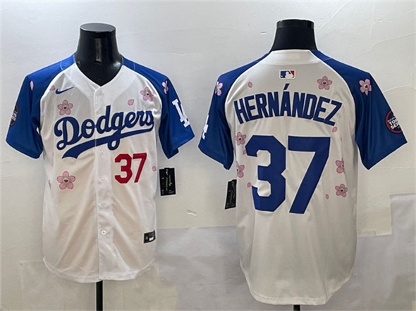 Los Angeles Dodgers #37 Teoscar Hernandez White Royal 2025 Tokyo Series Limited Stitched Jersey - Zenithce