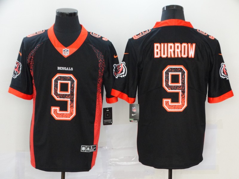 Cincinnati Bengals #9 Joe Burrow Black Drift Fashion Color Rush Limited Stitched Jersey - Zenithce