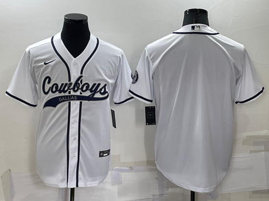 Dallas Cowboys Blank White Cool Base Stitched Baseball Jersey - Zenithce