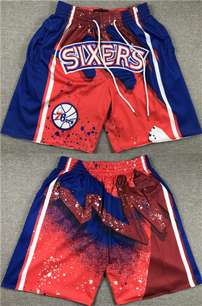Philadelphia 76ers Red Blue Shorts (Run Small) - Zenithce