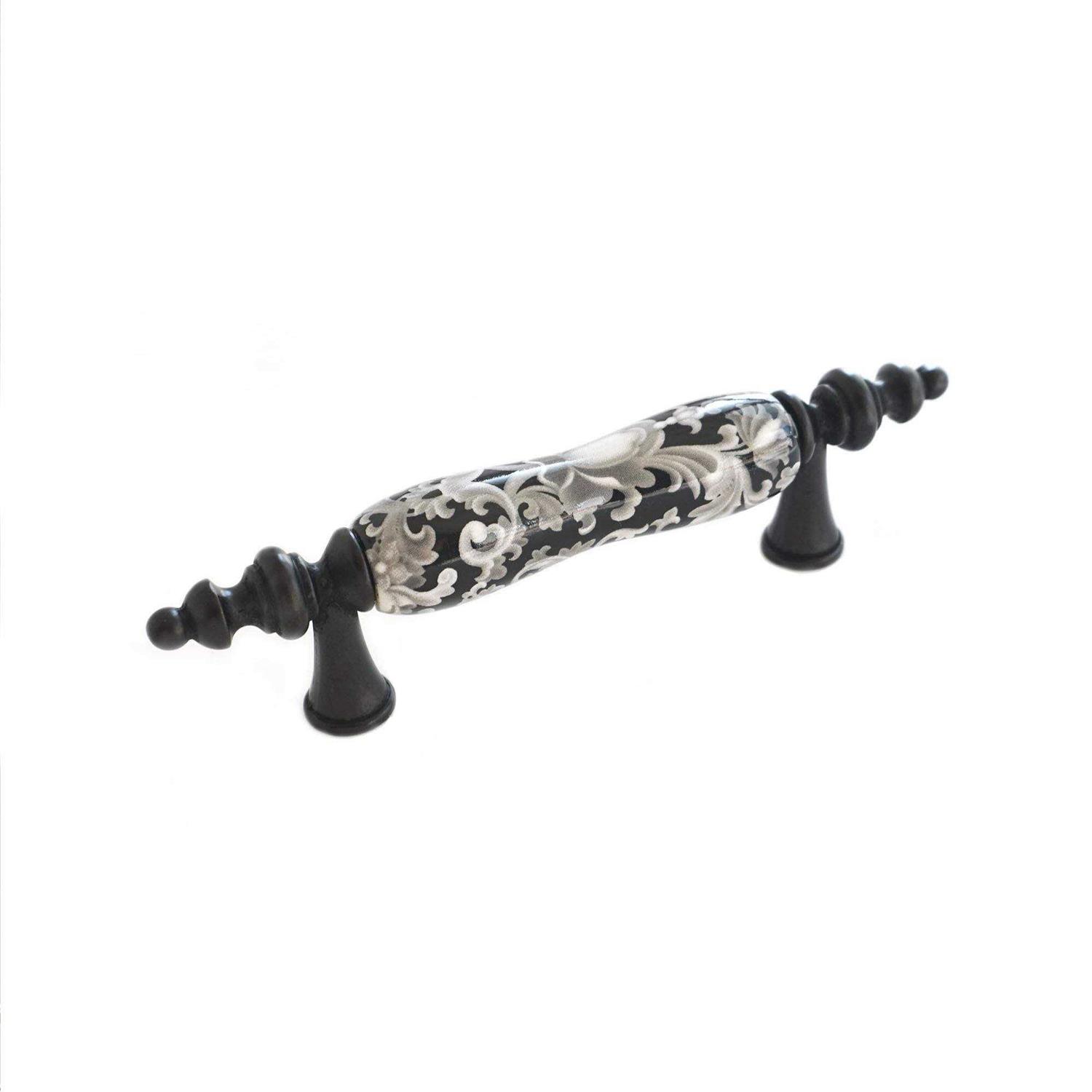 lbfeel ceramic drawer pulls handle 3.0 centers black white dresser Knob for kitchen cabinet pulls door furniture - Zenithce