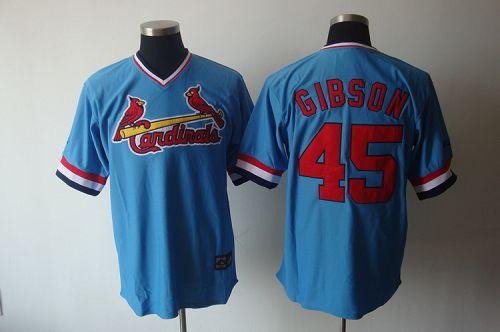 Cardinals #45 Bob Gibson Blue Cooperstown Throwback Stitched Jersey - Zenithce