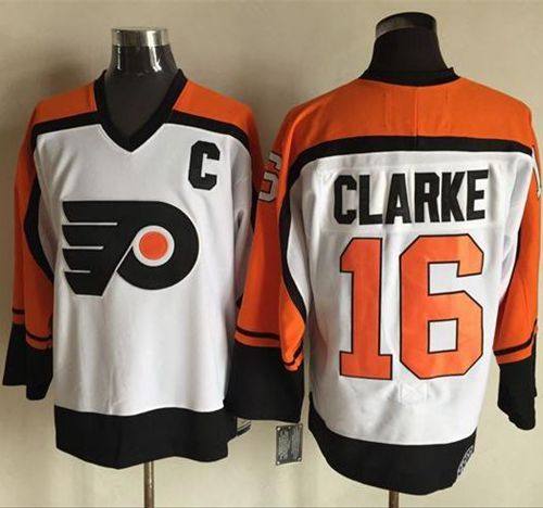 Flyers #16 Bobby Clarke White Black CCM Throwback Stitched Jersey - Zenithce