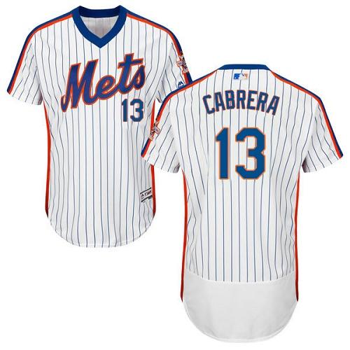 Mets #13 Asdrubal Cabrera White(Blue Strip) Flexbase Authentic Collection Alternate Stitched Jersey - Zenithce