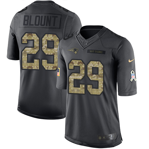 Patriots #29 LeGarrette Blount Black Stitched Limited 2016 Salute To Service Nike Jersey - Zenithce
