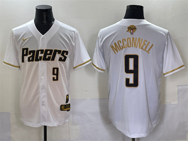 Indiana Pacers #9 T.J. McConnell White Gold 2025 Finals Vapor Stitched Baseball Jersey - Zenithce