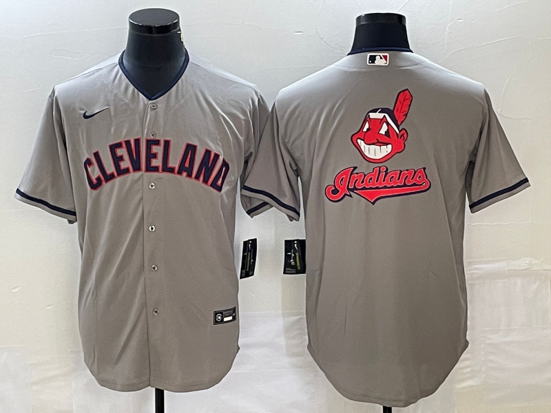 Cleveland Guardians Gray Team Big Logo Cool Base Stitched Jersey - Zenithce