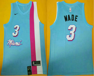 Miami Heat #3 Dwyane Wade NEW Light Blue 2020 Swingman Stitched Jersey - Zenithce
