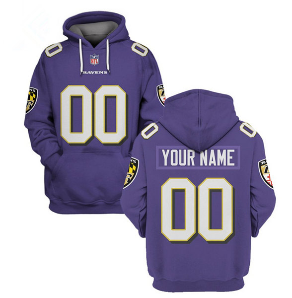 Baltimore Ravens Customized Purple Pullover NFL Hoodie - Zenithce
