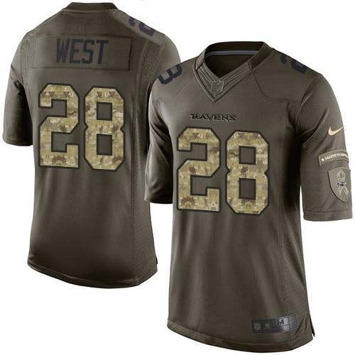 Ravens #28 Terrance West Green Stitched Limited Salute To Service Nike Jersey - Zenithce