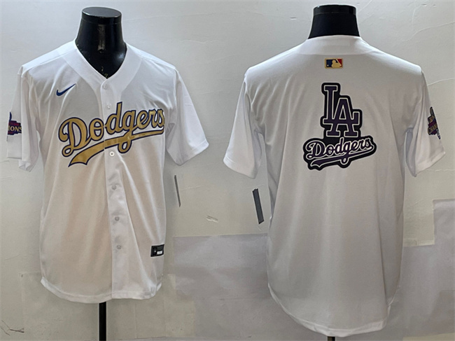 Los Angeles Dodgers Team Big Logo White 2025 Gold Collection Limited Stitched Jersey - Zenithce