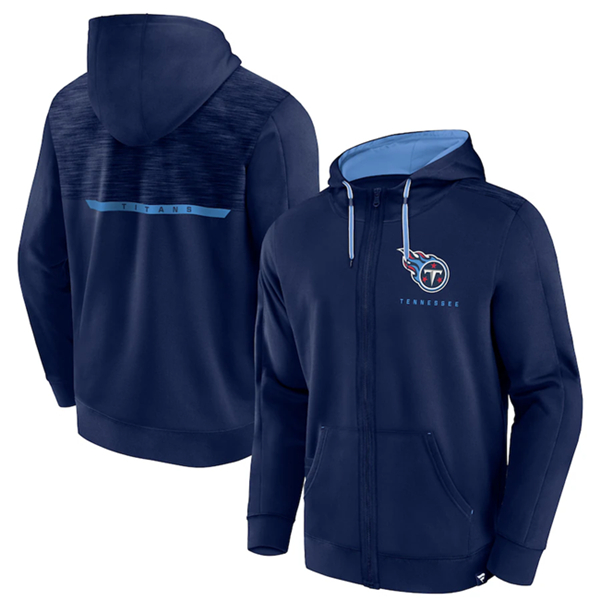 Tennessee Titans Navy Defender Evo Full-Zip Hoodie - Zenithce