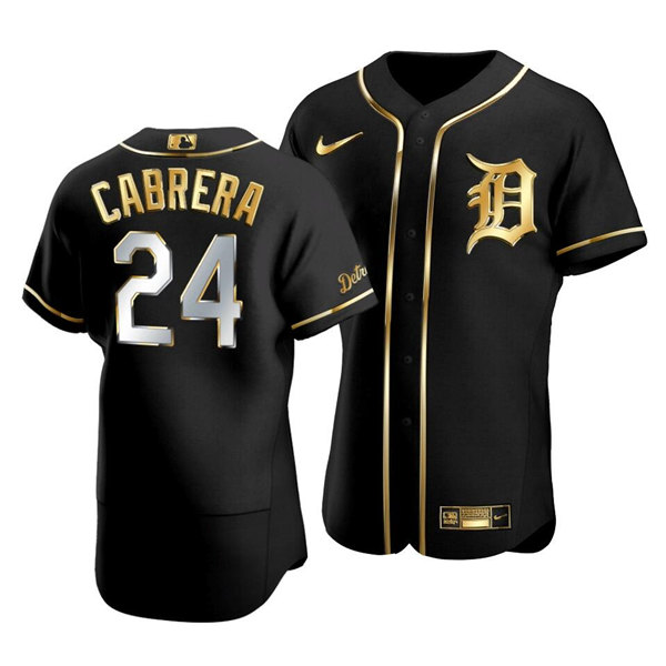 Detroit Tigers #24 Miguel Cabrera Golden Edition Black Flex Base Stitched Jersey - Zenithce
