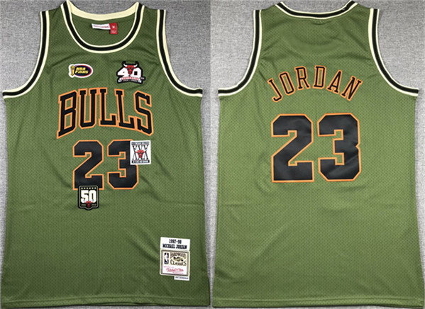 Chicago Bulls #23 Michael Jordan Green 1997-98 Throwback Stitched Jersey - Zenithce