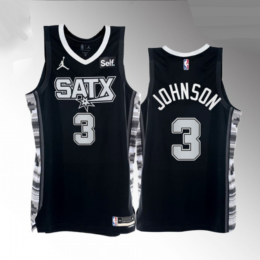 San Antonio Spurs #3 Keldon Johnson 2022-23 Black Stitched Jersey - Zenithce