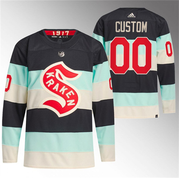 Seattle Kraken Custom Deep Sea Blue 2024 Winter Classic Primegreen Stitched Jersey - Zenithce