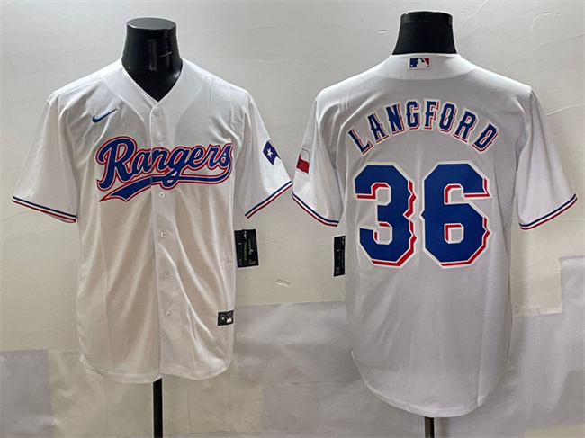 Texas Rangers #36 Wyatt Langford White Cool Base Stitched Jersey - Zenithce