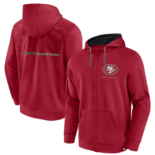 San Francisco 49ers Scarlet Defender Evo Full-Zip Hoodie - Zenithce