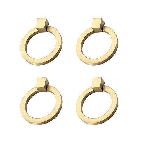 rzdeal 4pcs 19MM Diameter Round Solid Brass Pulls Antique Cabinet Drawer Small Handles Modern Minimalist Handles Knobs - Zenithce