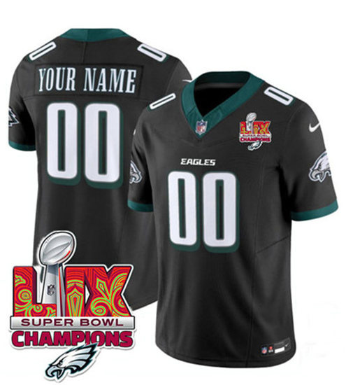 Philadelphia Eagles Custom Black 2025 Eagles Logo Super Bowl LIX Patch New F.U.S.E. Vapor Limited Stitched Jersey - Zenithce
