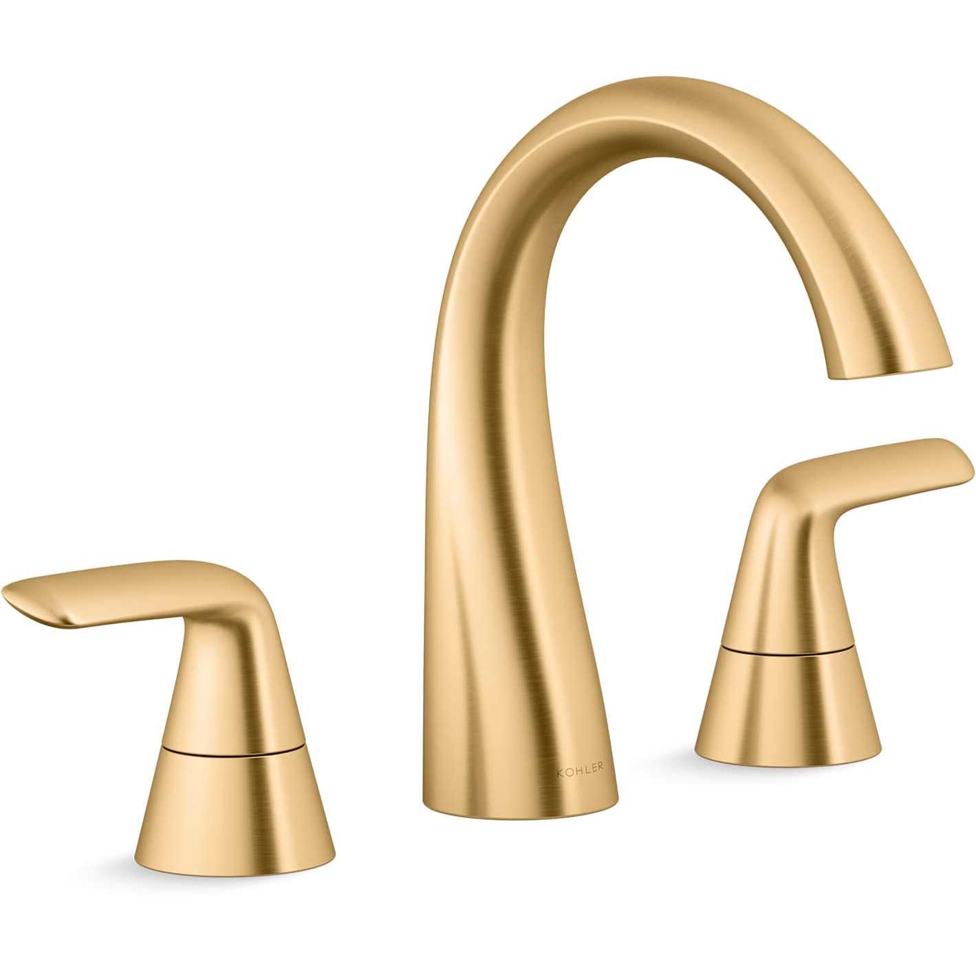 KOHLER Avail Vibrant Brushed Moderne Brass 4-in centerset 2-handle WaterSense Bathroom Sink Faucet with Drain - Zenithce