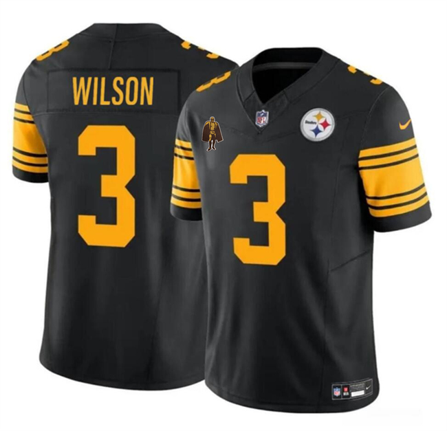 Pittsburgh Steelers #3 Russell Wilson Black F.U.S.E. With Walter Payton Patch Color Rush Limited Stitched Jersey - Zenithce
