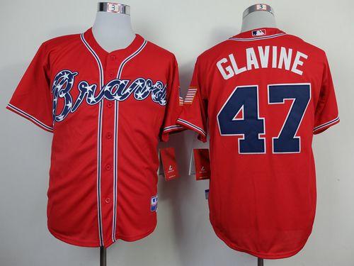 Braves #47 Tom Glavine Red Cool Base Stitched Jersey - Zenithce
