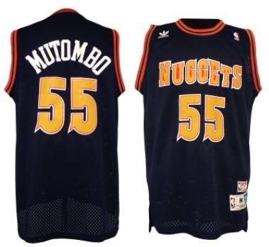 Denver Nuggets #55 Dikembe Mutombo Navy Blue Swingman Throwback Jersey - Zenithce
