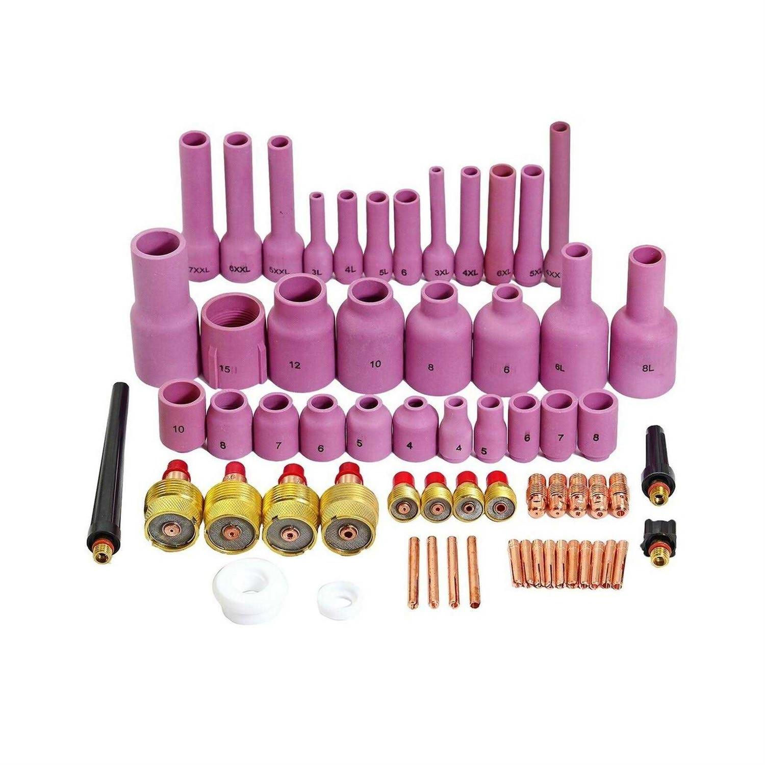 Riverweld TIG Gas Lens Collet Body Consumables Kit Fit Qq300 PTA DB SR WP 17 18 26 TIG Welding Torch 51pcs - Zenithce