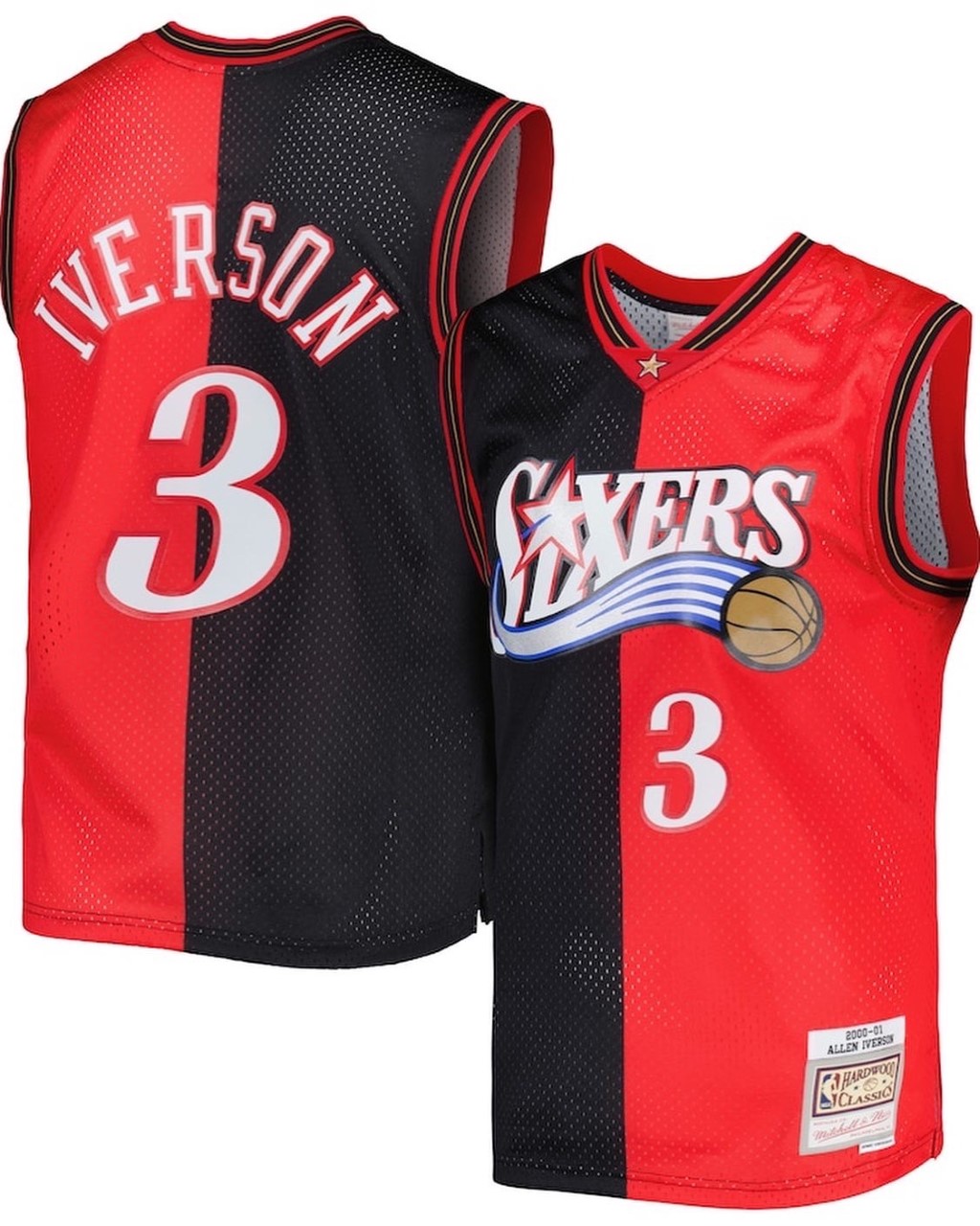 Philadelphia 76ers #3 Allen Iverson 2000-01 Black Red Hardwood Classics Jersey - Zenithce