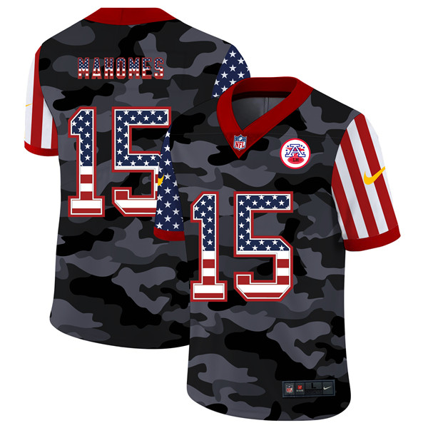 Kansas City Chiefs #15 Patrick Mahomes Camo USA Flag Limited Stitched Jersey - Zenithce