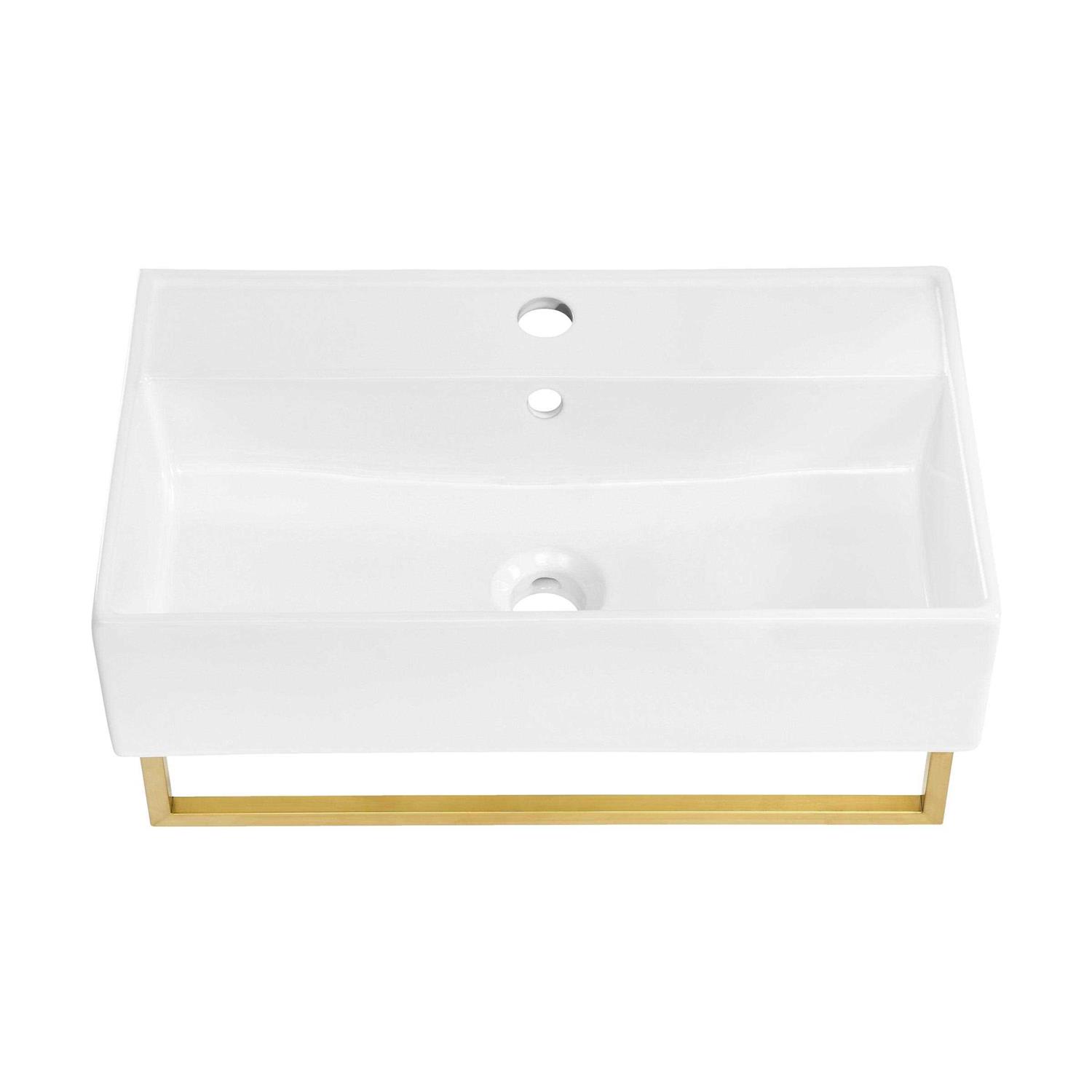 Swiss Madison Claire 22 Wall-Mount Bathroom Sink with Black Towel Bar - Zenithce