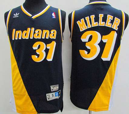 Indiana Pacers #31 Reggie Miller Navy Blue With Yellow Hardwood Classics Soul Swingman Throwback Jersey - Zenithce